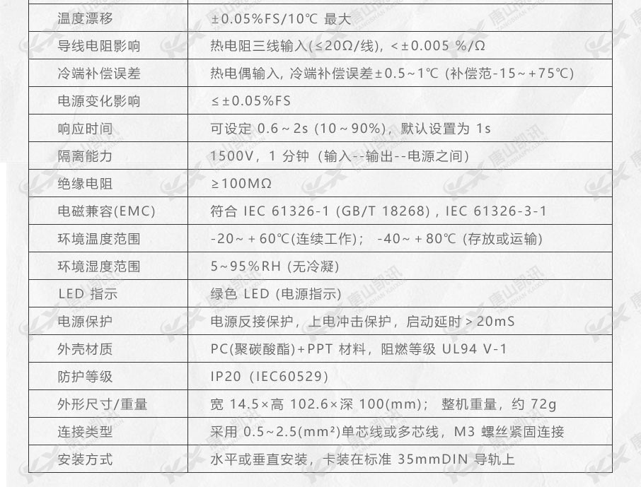 该产品的常规综合参数